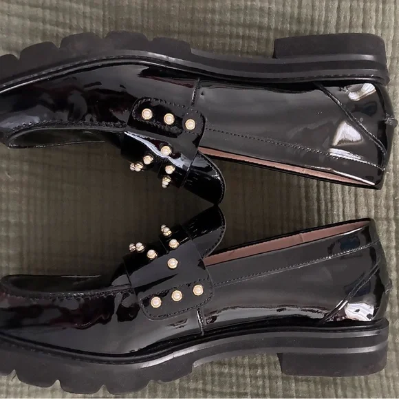 Stuart weitzman Patent Black Studded Loafers - Picture 10 of 11